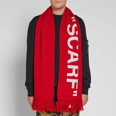 Shop Off-white Quote Scarf In Red