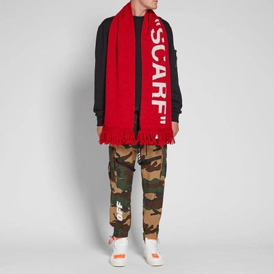 Shop Off-white Quote Scarf In Red