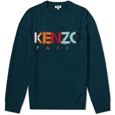 Shop Kenzo Colour Paris Logo Knit In Green