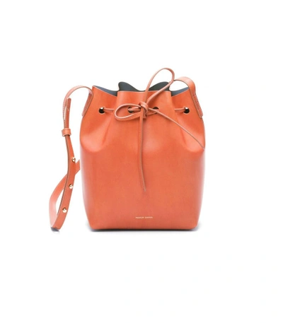 Shop Mansur Gavriel Brandy/avion Mini Bucket Bag In Orange