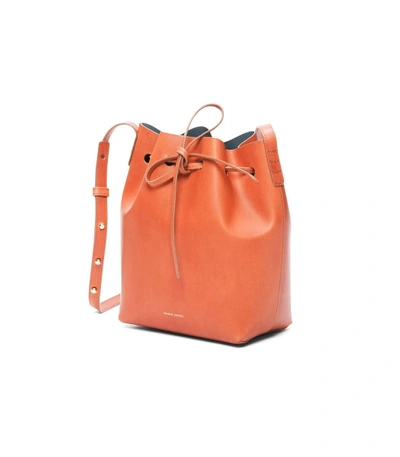 Shop Mansur Gavriel Brandy/avion Mini Bucket Bag In Orange
