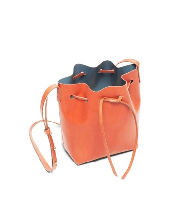 Shop Mansur Gavriel Brandy/avion Mini Bucket Bag In Orange