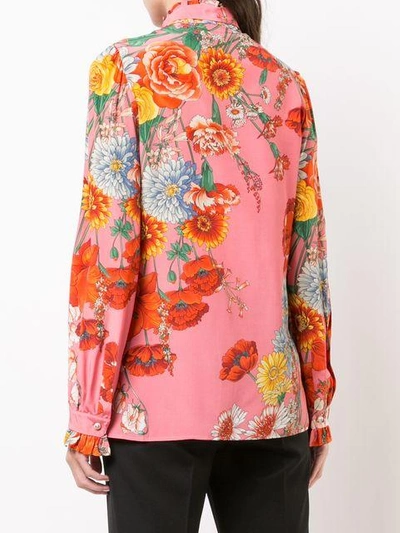 Shop Gucci Ruffled Floral Shirt In Pink