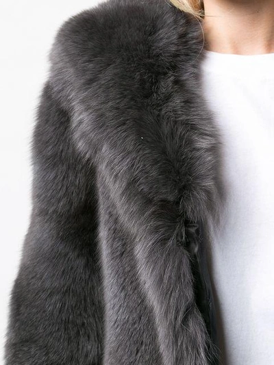 Shop Rta Oversized Fur Jacket - Grey