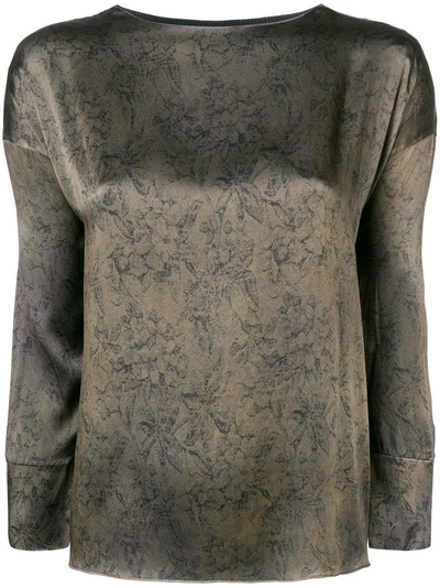 Shop Avant Toi Printed Blouse In Green