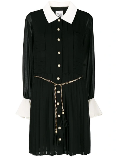 Shop Edward Achour Paris Pearl Buttoned Shirt Dress In Black
