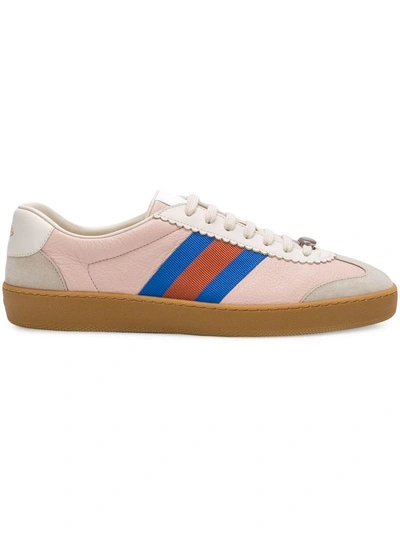 Shop Gucci G74 Web Stripe Sneakers - Pink