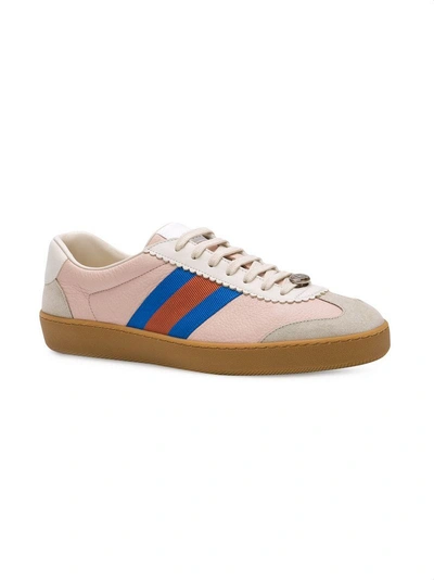 Shop Gucci G74 Web Stripe Sneakers - Pink