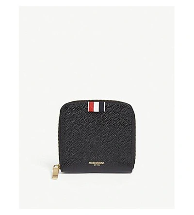 Shop Thom Browne Pebbled Leather Zip-around Wallet In Black