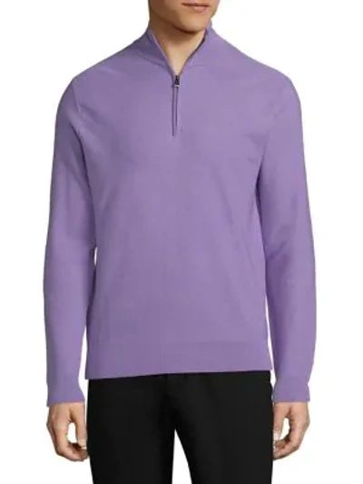 Shop Ralph Lauren Half Zip Wool Blend Jumper In Purple
