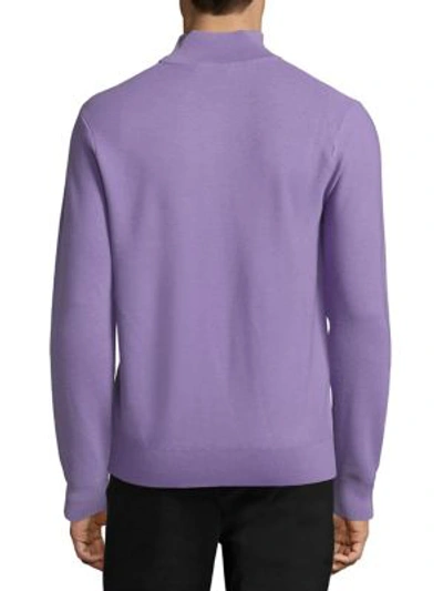 Shop Ralph Lauren Half Zip Wool Blend Sweater In Purple