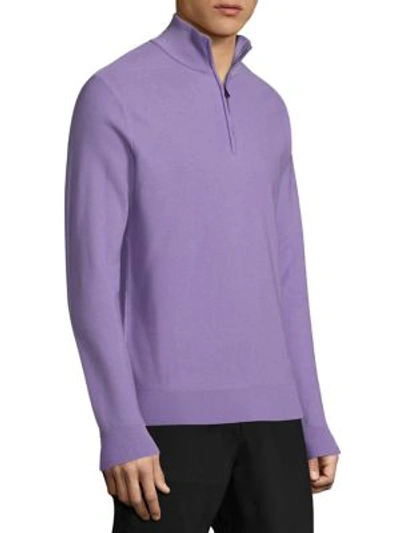 Shop Ralph Lauren Half Zip Wool Blend Jumper In Purple