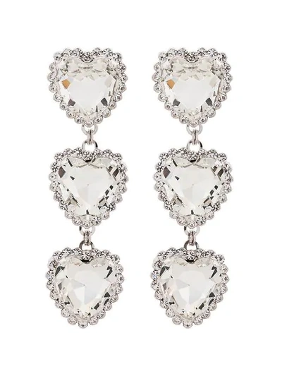 Shop Alessandra Rich Heart Crystal Earrings - Metallic