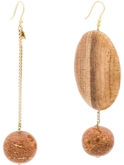 Shop Rosantica Brown Bambu Asymmetric Wood Earrings