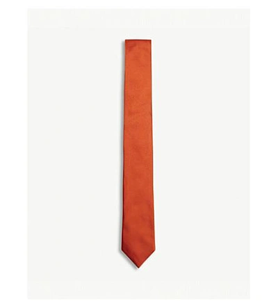 Shop Paul Smith Solid Silk Tie In Bright Orange