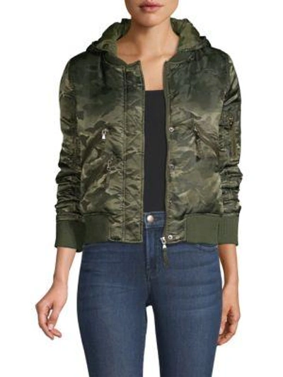 Shop Generation Love James Hooded Camo Bomber Jacket In Green Camo