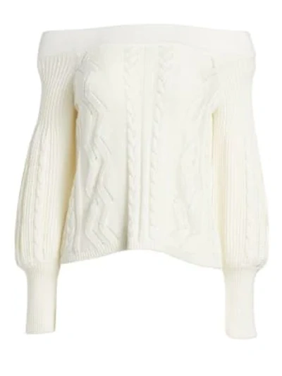 Shop Dh New York Off-the-shoulder Sweater In Pearl