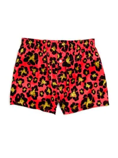 Shop Dsquared2 Leopard-print Stretch Silk Boxers In Coral