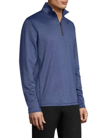 Shop Greyson Tate Herringbone-printed Mockneck Sweatshirt In Navy Herringbone