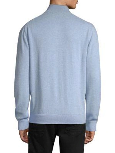 Shop Greyson Sebonack Wool & Cashmere Quarter-zip Sweater In Light Grey
