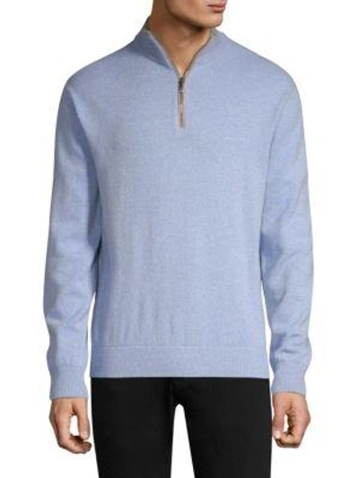 Shop Greyson Sebonack Wool & Cashmere Quarter-zip Sweater In Taupe