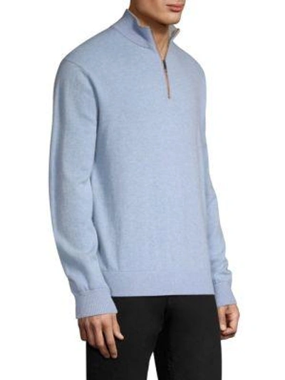 Shop Greyson Sebonack Wool & Cashmere Quarter-zip Sweater In Taupe
