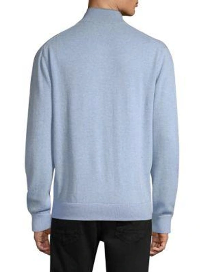 Shop Greyson Sebonack Wool & Cashmere Quarter-zip Sweater In Twilight