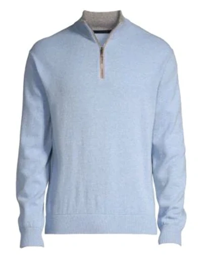 Shop Greyson Sebonack Wool & Cashmere Quarter-zip Sweater In Wolf