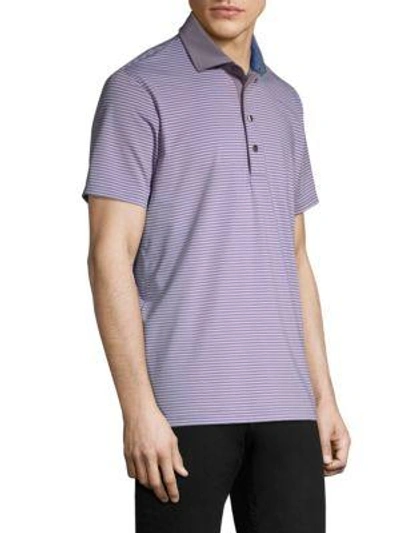 Shop Greyson Choctaw Striped Polo Shirt In Storm Blue Bell