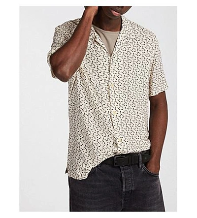 Shop Allsaints Notes Woven Short-sleeved Shirt In Ecru White