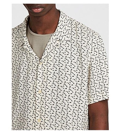Shop Allsaints Notes Woven Short-sleeved Shirt In Ecru White