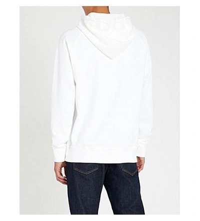 Shop Hugo Tonal-branding Stretch-cotton Hoody In White