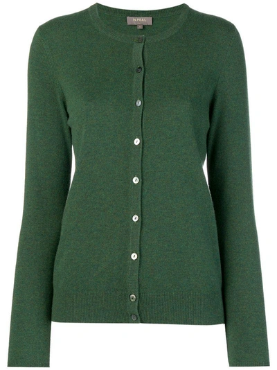 Shop N•peal Round Neck Knitted Cardigan In Green