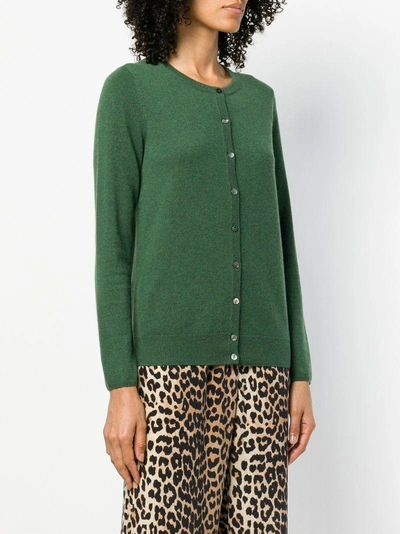 Shop N•peal Round Neck Knitted Cardigan In Green