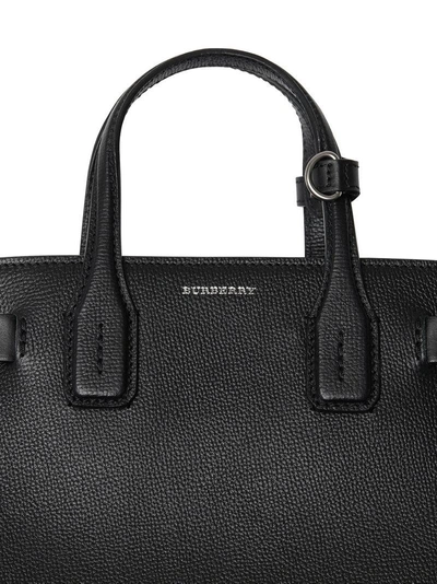 Shop Burberry The Small Banner In Grainy Leather - Black
