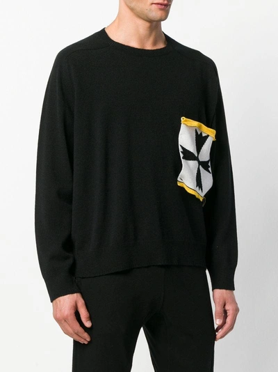 Shop Riccardo Comi Patch Crew Neck Sweater - Black