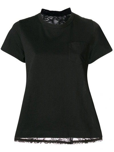 Shop Sacai Lace Back T-shirt In Black