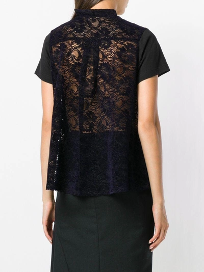 Shop Sacai Lace Back T-shirt In Black