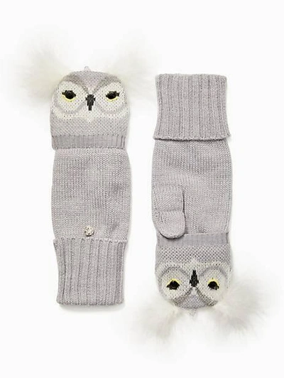 Shop Kate Spade Who Me Pop Top Mittens In Heather Grey