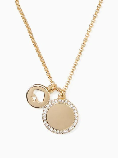 Shop Kate Spade Spot The Spade Pave Charm Pendant In Clear/gold