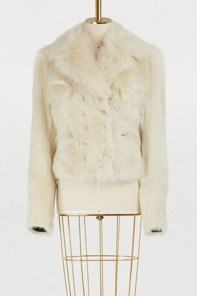 Shop Chloé Fur Coat In Buttercream