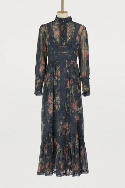 Shop Zimmermann Silk Maxi Dress In Ash Garden Floral