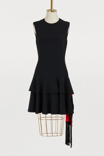 Shop Alexander Mcqueen Peplum Mini Dress In 0921 - Black Red
