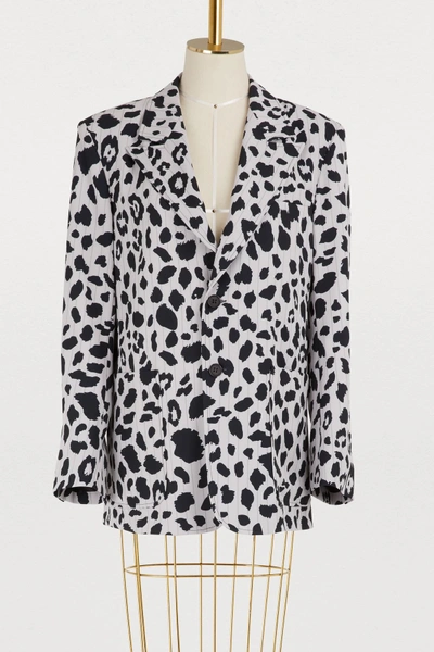 Shop Koché Leopard Blazer In Light Grey/leopard