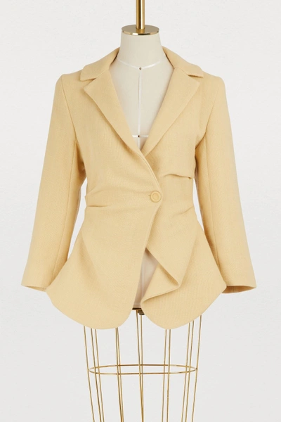 Shop Jacquemus Wool Saad Jacket In Pale Yellow