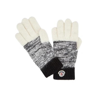 Shop Moncler Panelled Wool-blend Gloves In Black