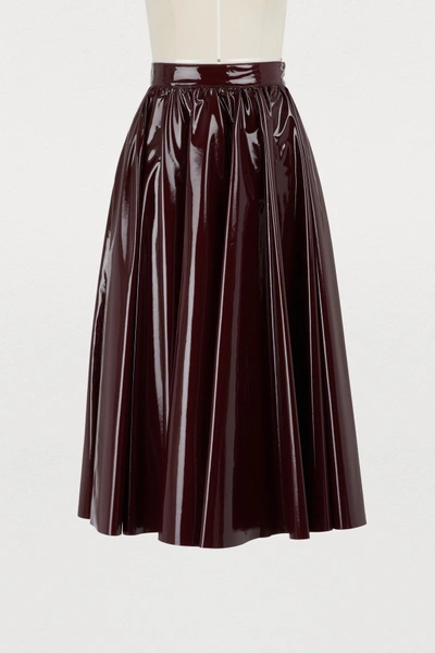 Shop Msgm Varnished Skirt In Burgundy