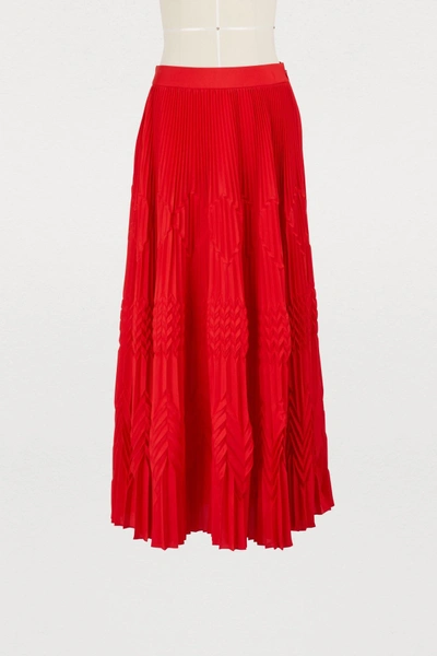 Shop Givenchy Crêpe De Chine Pleated Skirt In Red
