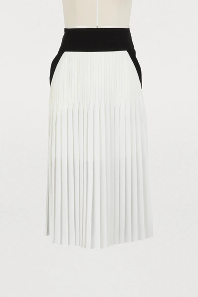 Shop Givenchy Midi Pleated Skirt In Black / White