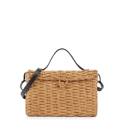 Shop Sensi Studio Sand Toquilla Straw Basket Bag In Black